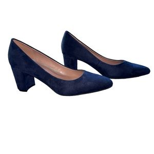 NEW AEROSOLE SUEDE LEATHER COMFORT SLIP ON SHOE PUMP NAVY